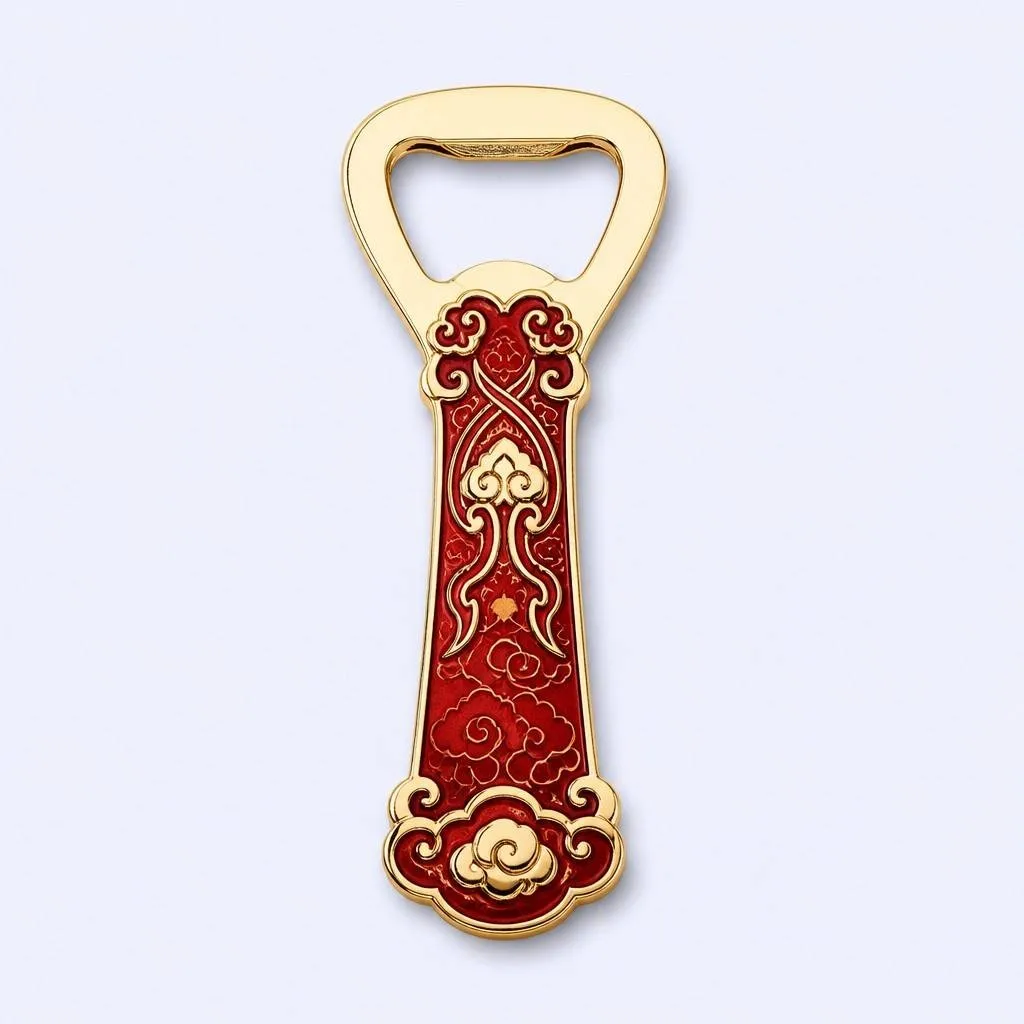 Red enamel scrollwork bottle opener