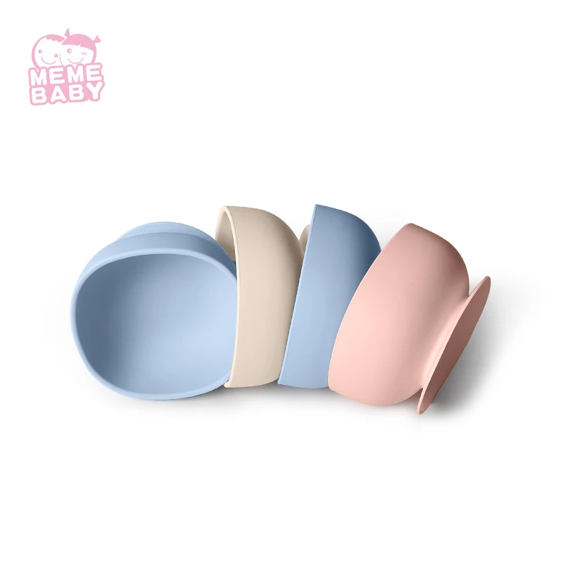 

LFGB Eco-Friendly Non-Toxic Food Grade Silicone Baby Suction Bowl, Pink,blue,custom