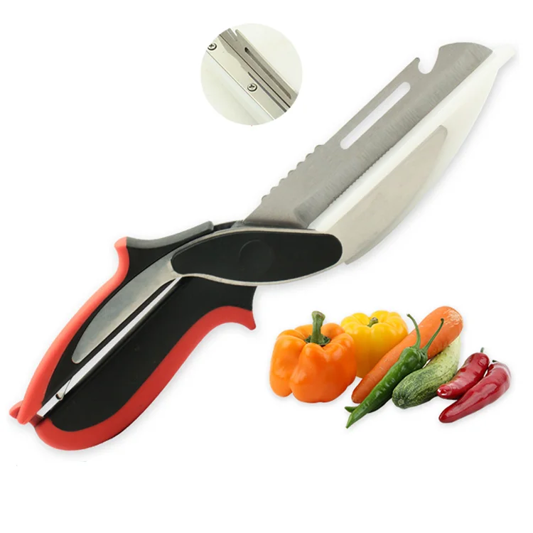 

New Multifunctional Knife Smart Scissors 2-in-1 Cutting Board Food Chopper Clever Scissors