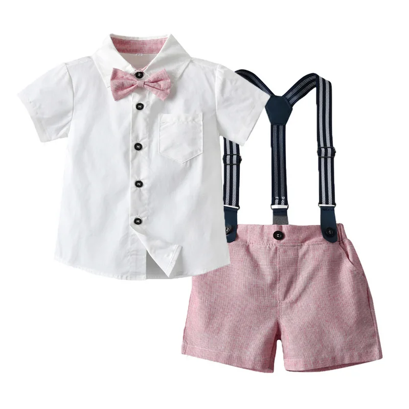 

New design kids summer clothing sets baby boy's gentlemen shirts and shorts children cotton suits, As picture