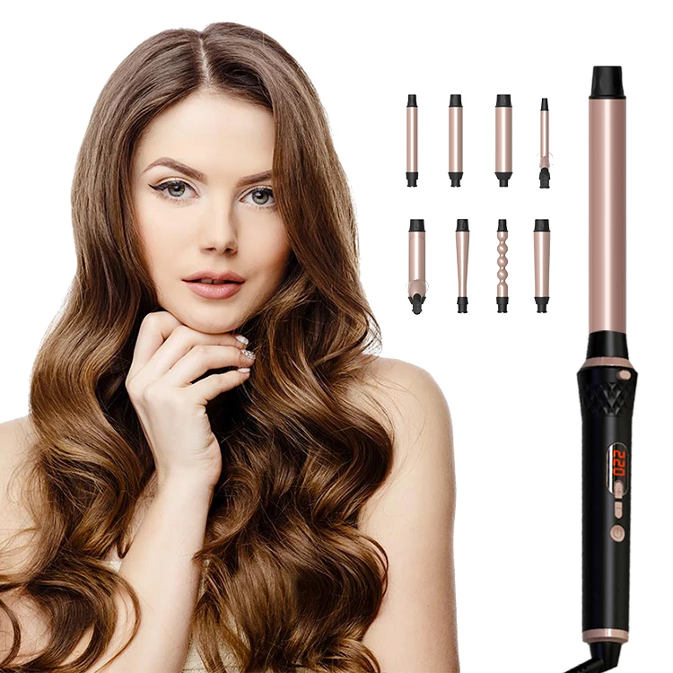 

Air Wrap Waver Heat 15 Long Curlers Barrel Curling Iron Wand 6 In 1 Hair Curler Set/, Black/customized