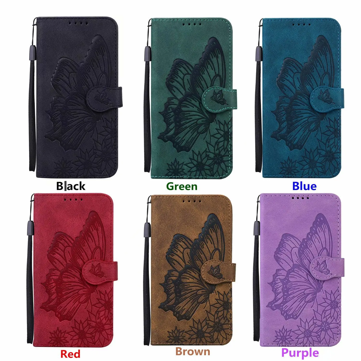 

Butterfly Leather Flip Cover For Samsung Galaxy A03s A20 A30 A52 A51 A12 A10S A02s A20E A32 S21 FE S22 Plus Ultra Wallet Case, 5colors