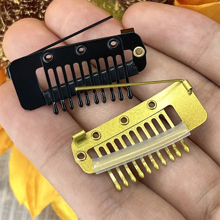 36mm 10 Tooth Metal Snap Clips for Hair Extensions Clip-on Wigs Weft Hairpiece U Shape Metal Wig Clips