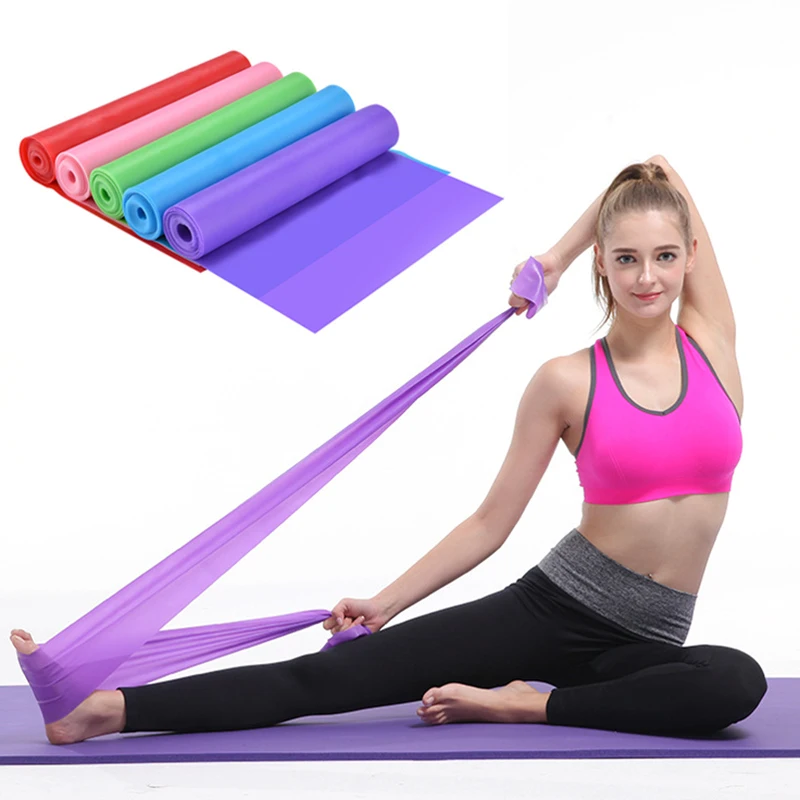 

Yoga Pilates Stretch Resistance Band Training Elastic Exercise Fitness Rubber 150cm natural rubber Gym