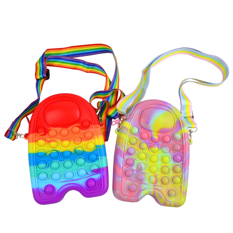 

Kid Jelly Small Mini Silicone Children Coin Purse Shoulder Bag Handbag Cute Kids Cartoon Push Pop Bubble Fidget Unicorn Purse, As per picture