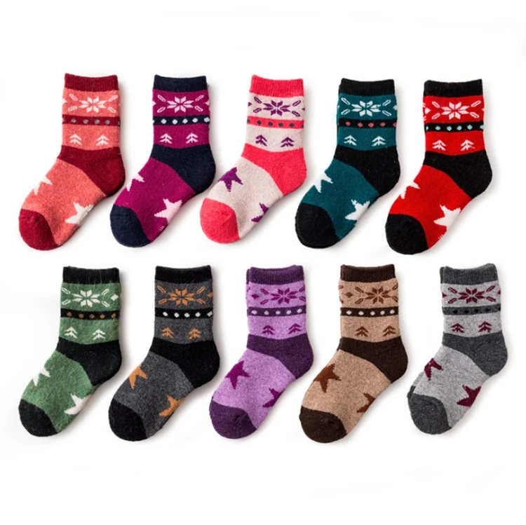 

Towel loop children's medium tube socks for men and women warm socks mixed color rabbit wool sock wool baby, As picture