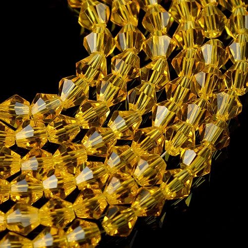 

3strand/lot  Yellow Clear Faceted Bicone Crystal Glass Rondelle Beads For Jewelry Making DIY Findings