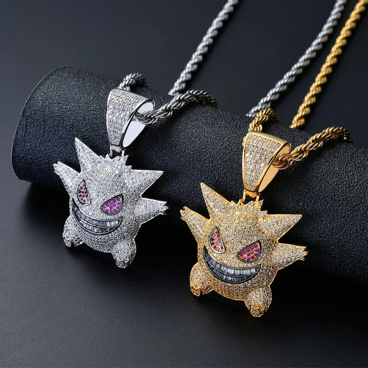 

Funny fashion genius elfish faux rhinestone gengar pendant necklace, As picture