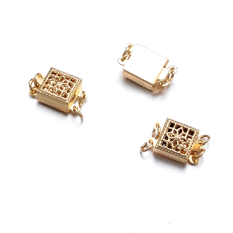 

Brass Hollow Slide Lock Multi Strands Jewelry Closure Converter 18k Gold Plated Pendant Layered Necklace Spacer Clasp, Golden