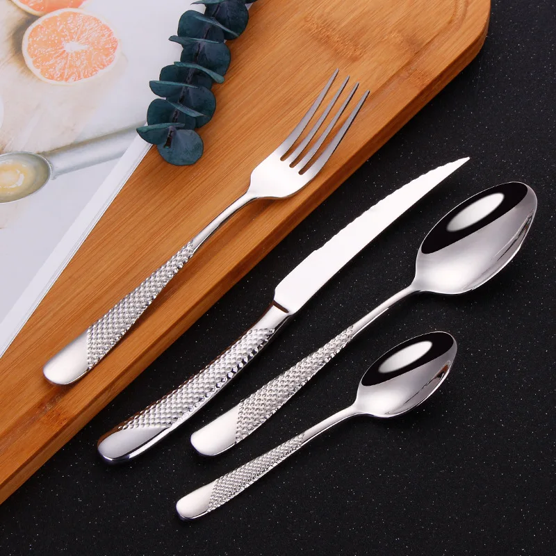 

Luxury Shiny 304 Stainless Steel Flatware Cutlery Set Silverware Gold Plated Tableware