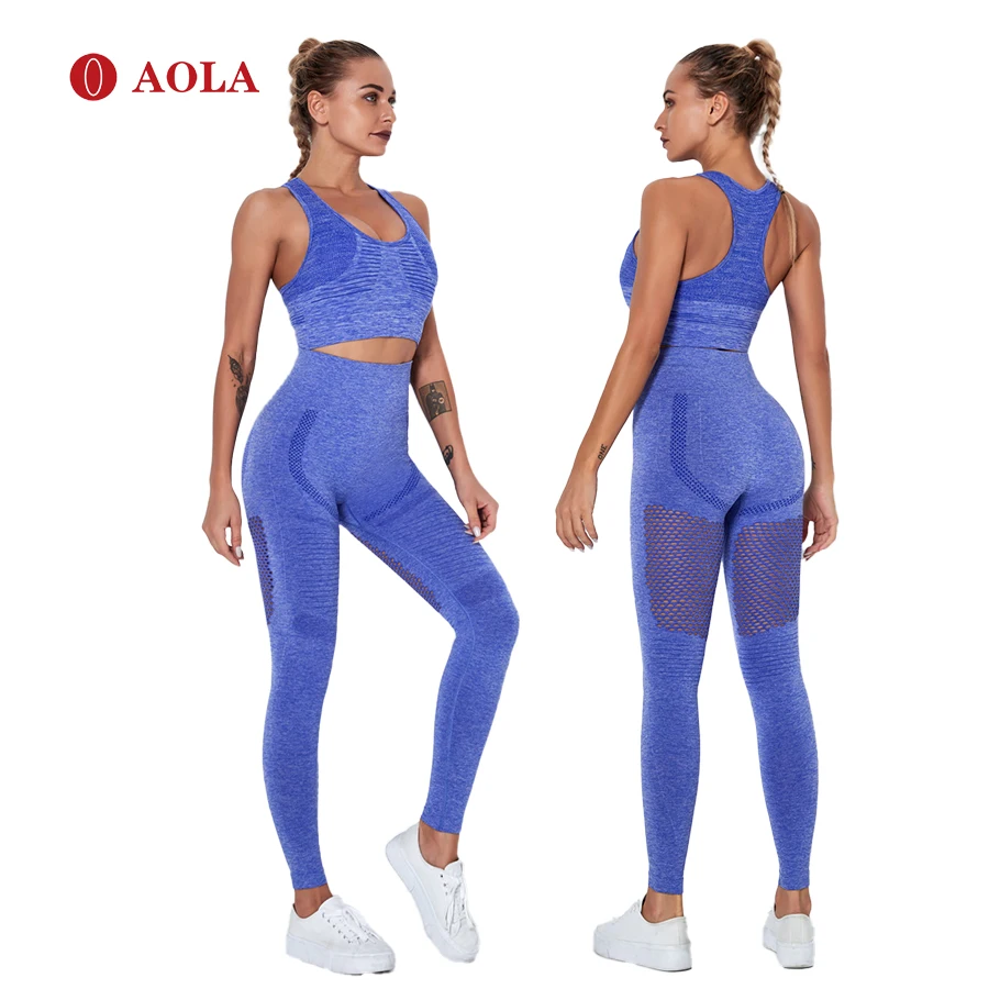 

AOLA Wholesale Sexy Seamless Yoga Wear Pants Women Fitness Two Piece Spandex Snake Printed Leggings And Bra Set, Picture shows