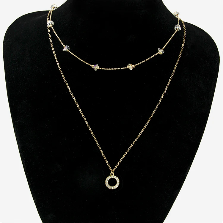 

Hot sale minimalist style neck chain copper double pendant clavicle necklace