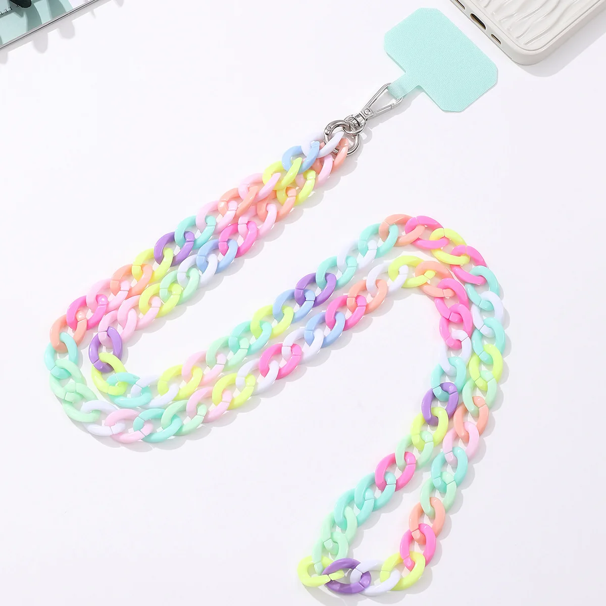 

Fashion Colored Acrylic Tank Chain Phone Straps Accessories Universal Cell Phone Necklace Strap Phone Case Lanyard