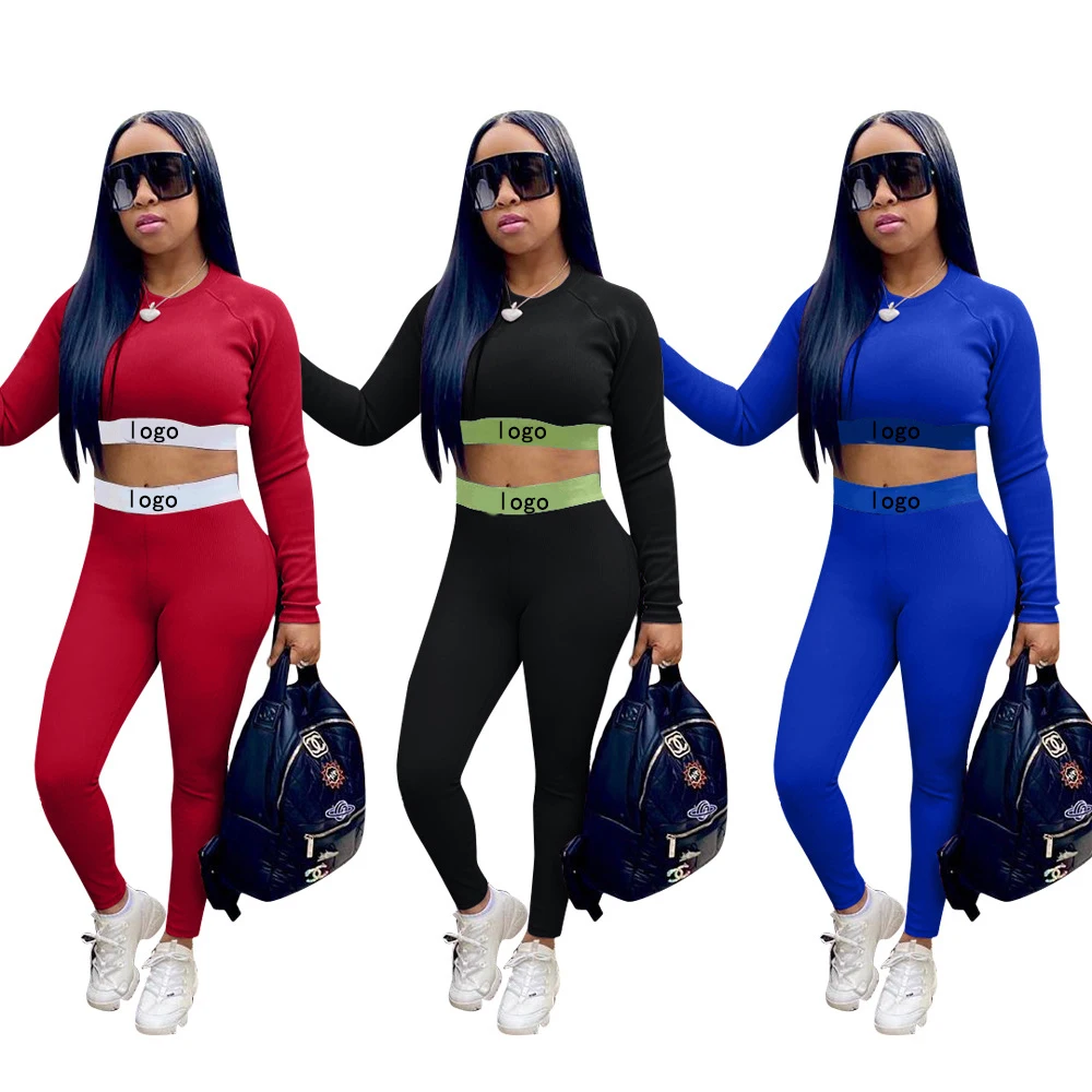 

2020 6381 Long sleeve set girls sportswear yoga gym lady sexy Long sleeve women two piece set tracksuit ethica