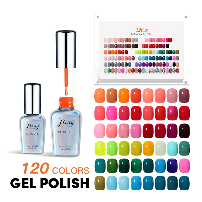 

JTING Free Sample design free color card 120 colors Uv Nail Gel Polish set box Soak Off uv gel OEM Private Label wholesale