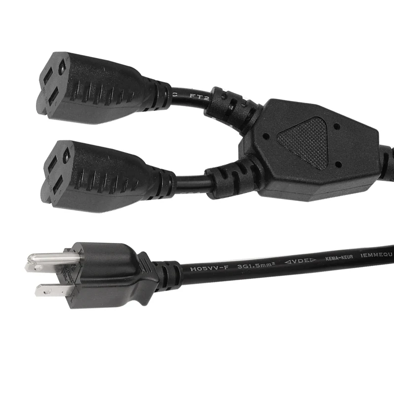 2X Locking Y Split Ac Iec320 Us Connector Cable Socket Iec 320 Splitter 515P To C15 Power Cord 19