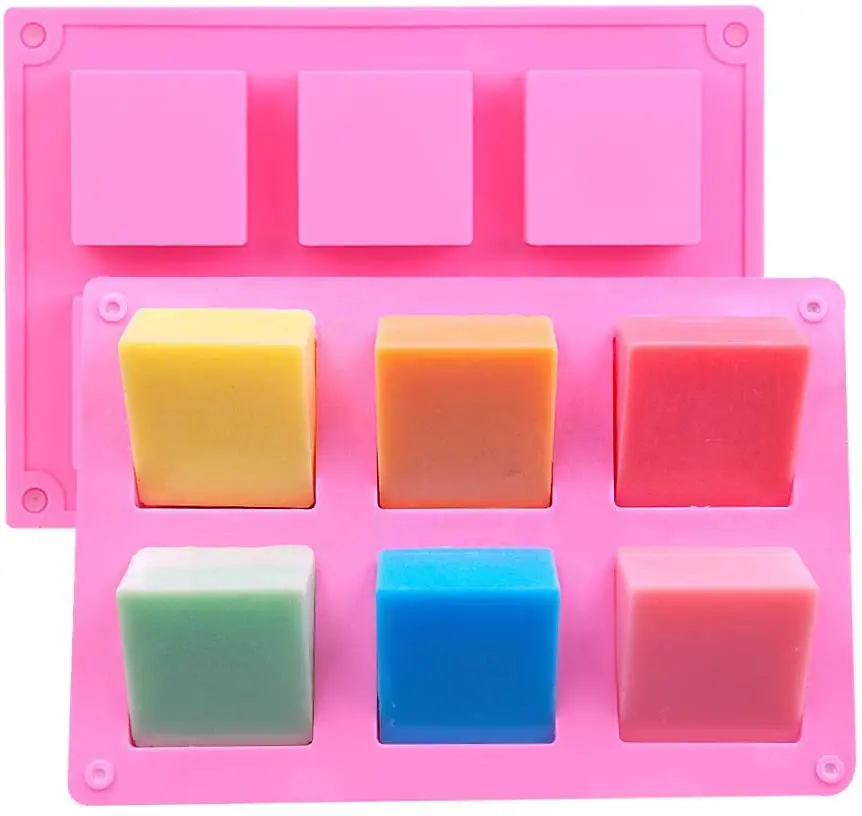 

LOVE'N LV021S DIY 6 even square cake mold square handmade soap mold small square chocolate jelly silicone mold