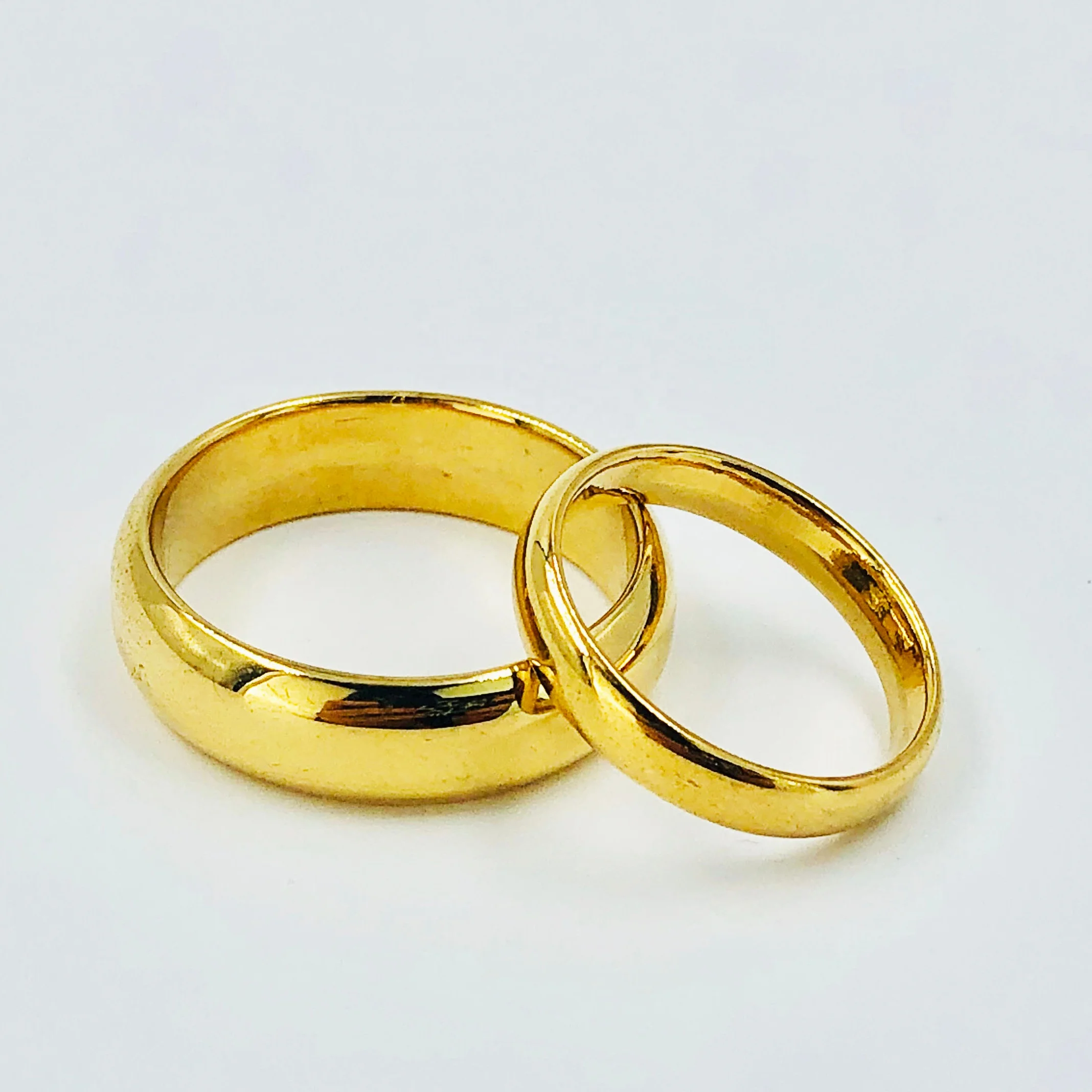 

BMZ good-quality brass wedding rings gold 18k couple top polishing plain gold heavy vacuum PVD plating wedding couple ring