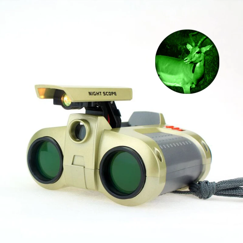 

New 4x30 toy adjustable focus night vision binoculars with pop-up spotlight glowing vision fun cool toys children gifts, Displayed as an image