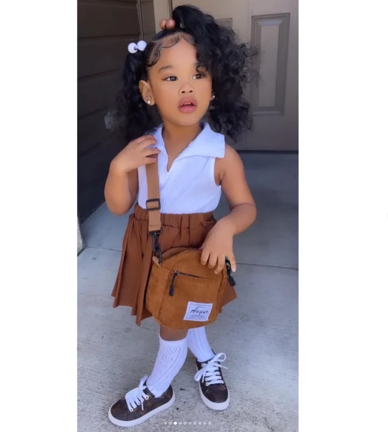 

2022 summer Toddler Girls 2 piece set Clothes Sets Solid Turn Down Collar Sleeveless Vest Tops+Pleated Skirts, Color chart