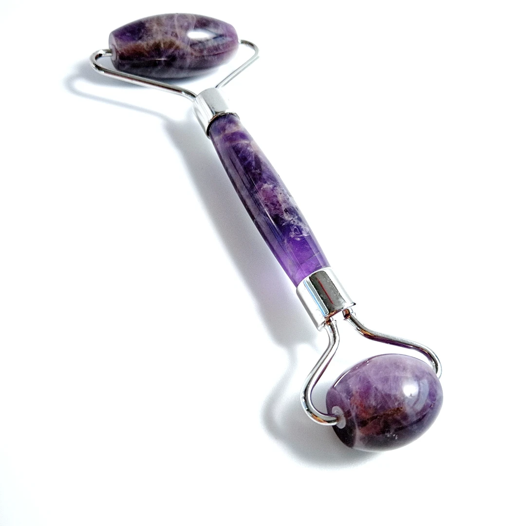 

New style noiseless/no squeak amethyst facial massage jade roller for neck slimming and eyes wrinkles removing