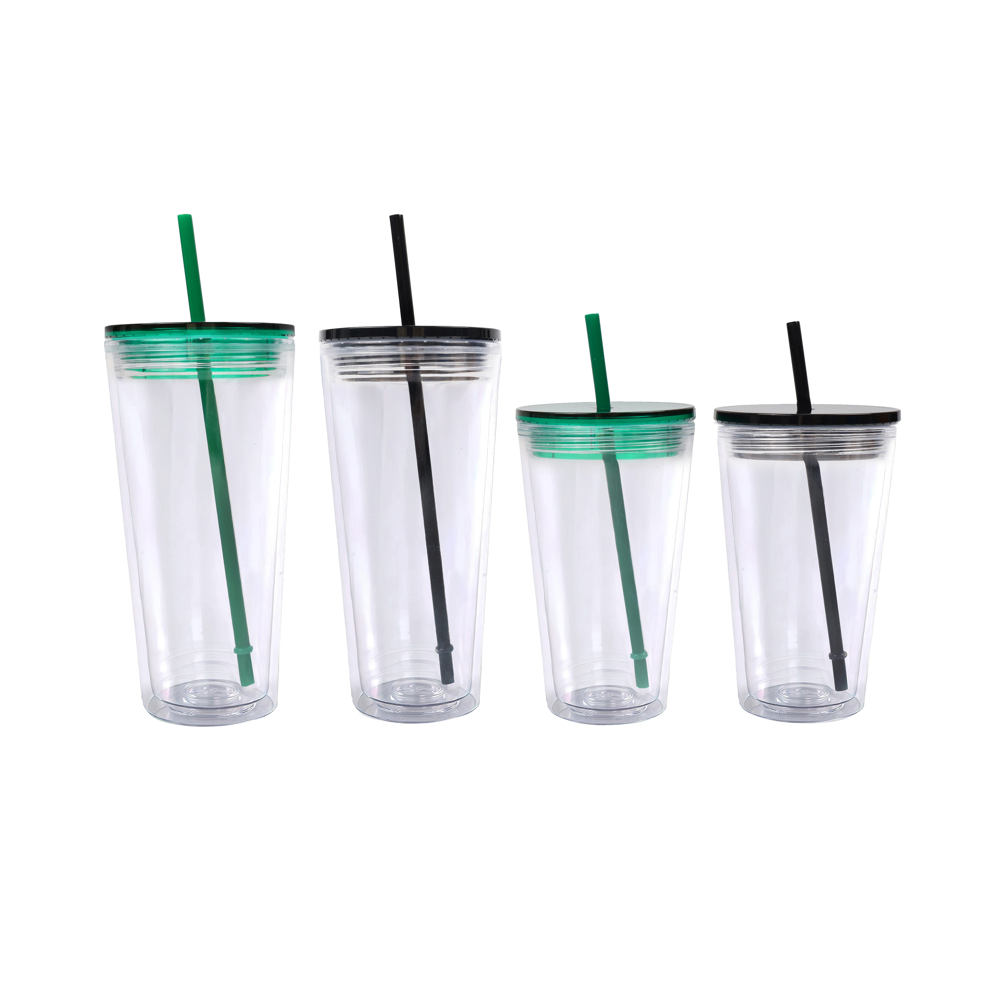 

Hot sales 16oz 24oz Double wall clear Acrylic plastic cup Tumbler beverage cup with Straw and lid