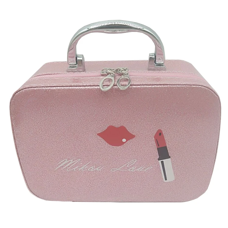 

Small Makeup Box Women Storage Box Jewelry Cosmetic Case With Mirror, Pink
