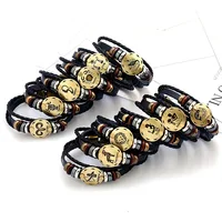 

Wholesale Multi-Layer 12 Zodiac Signs Constellation Astrology Leather Bracelet for Women and Men