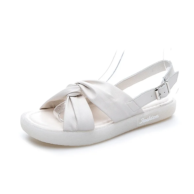 

Leather sandals summer 2020 new versatile two wear comfortable soft bottom flat non-slip pregnant women, As shown in figure