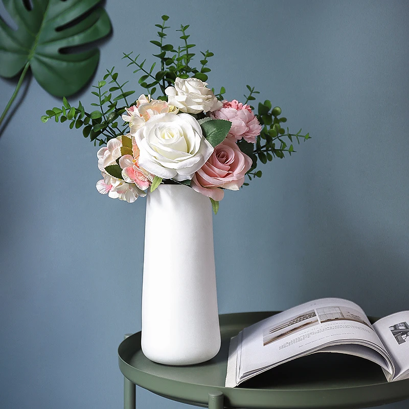 

Bisque Firing Pottery Ceramic Vase Flower 3 Size White Vase For Table Decoration