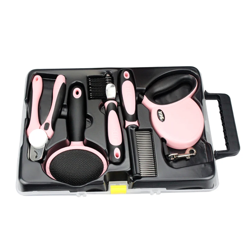 

DELE 5 in 1 pet grooming kit tools for dogs and cats dog grooming kit, Blue/pink