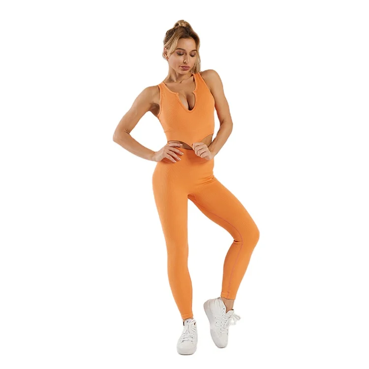 

New Yoga Suit Women Seamless Sports Running Shock Absorption 2 pcs yoga pants and bra top sets, As picture, also can be customized