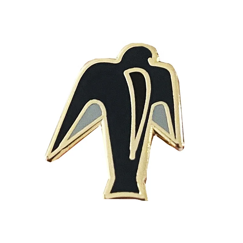 

Quality College Design Style Black colour cut a small swallow zinc alloy hard enamel shirt pin, Patone color (custom color)