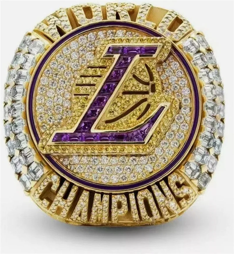

Linghu Wholesale Custom Men Youth Sports Rings Gift Box 2020 Diamond Gold Magnet Basketball Los Angeles Lakers Championship Ring, Picture shows