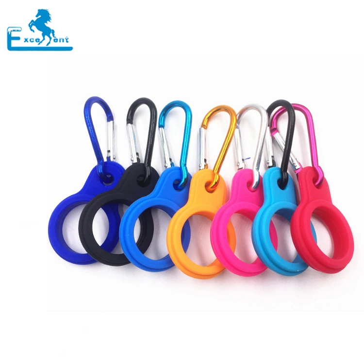 

Hot selling colorful Silicone water bottle hook holder clip With Aluminum Carabiner