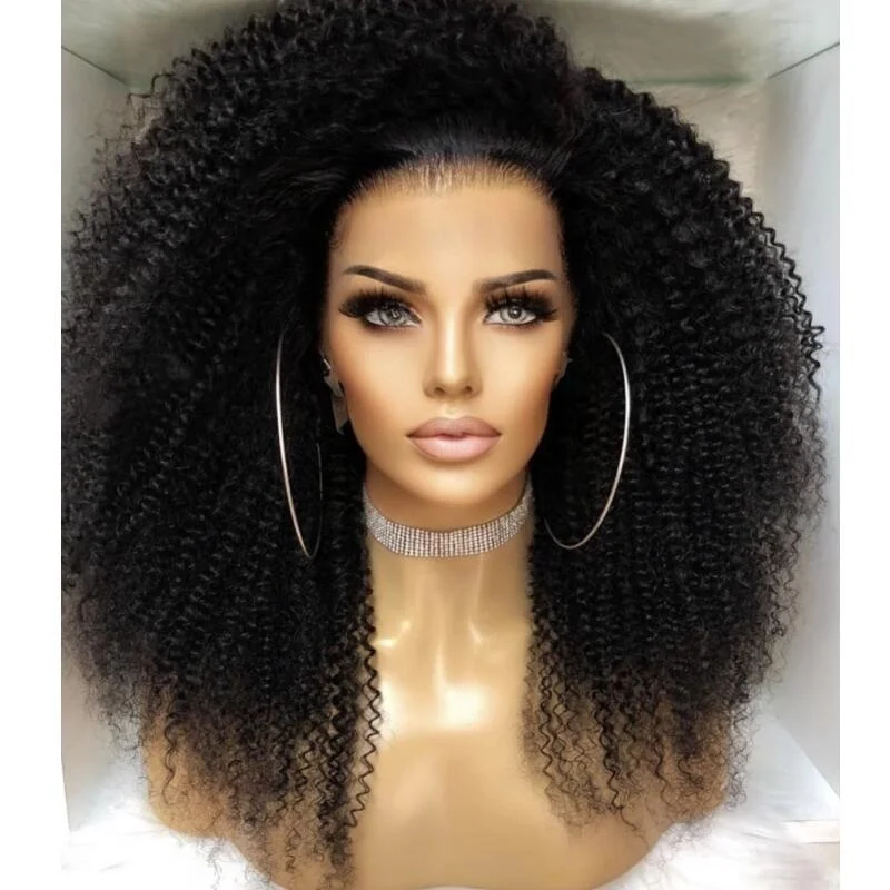 

wholesale human hair hd full lace wigs with baby hair kinky curly 13x6 brazilian human hair hd lace front wigs for black women, Natural color lace wig