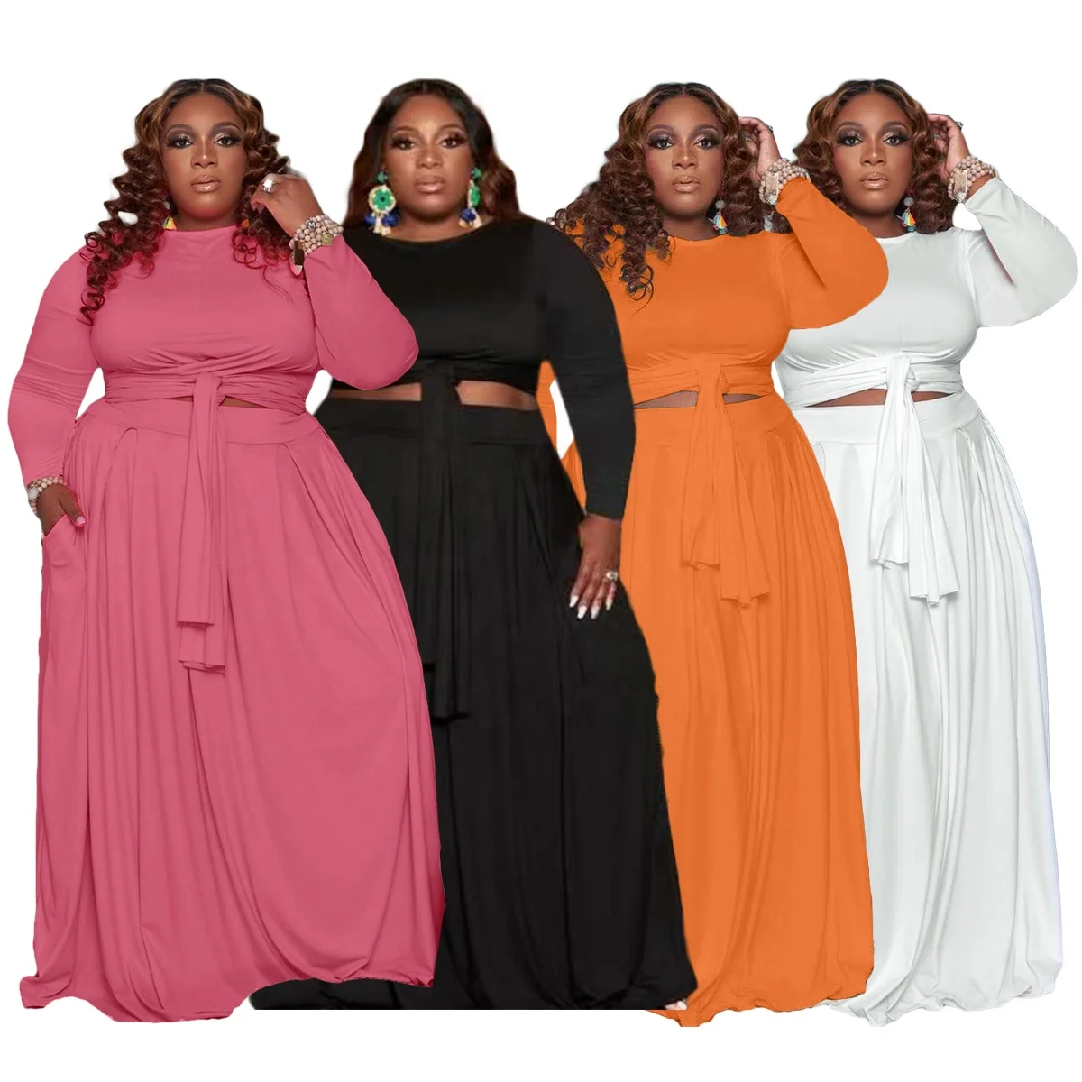 

2021 Fall Women Clothing Plus Size 5XL Print Logo Casual Suit Two Piece Dress Set