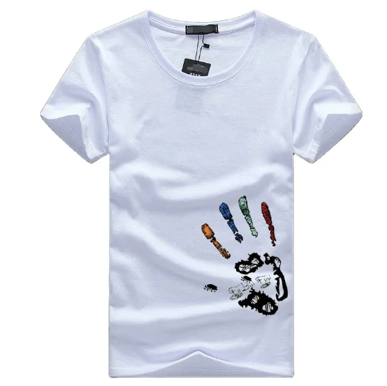 

new design white yellow blue cotton polyester custom t shirt with printing logo