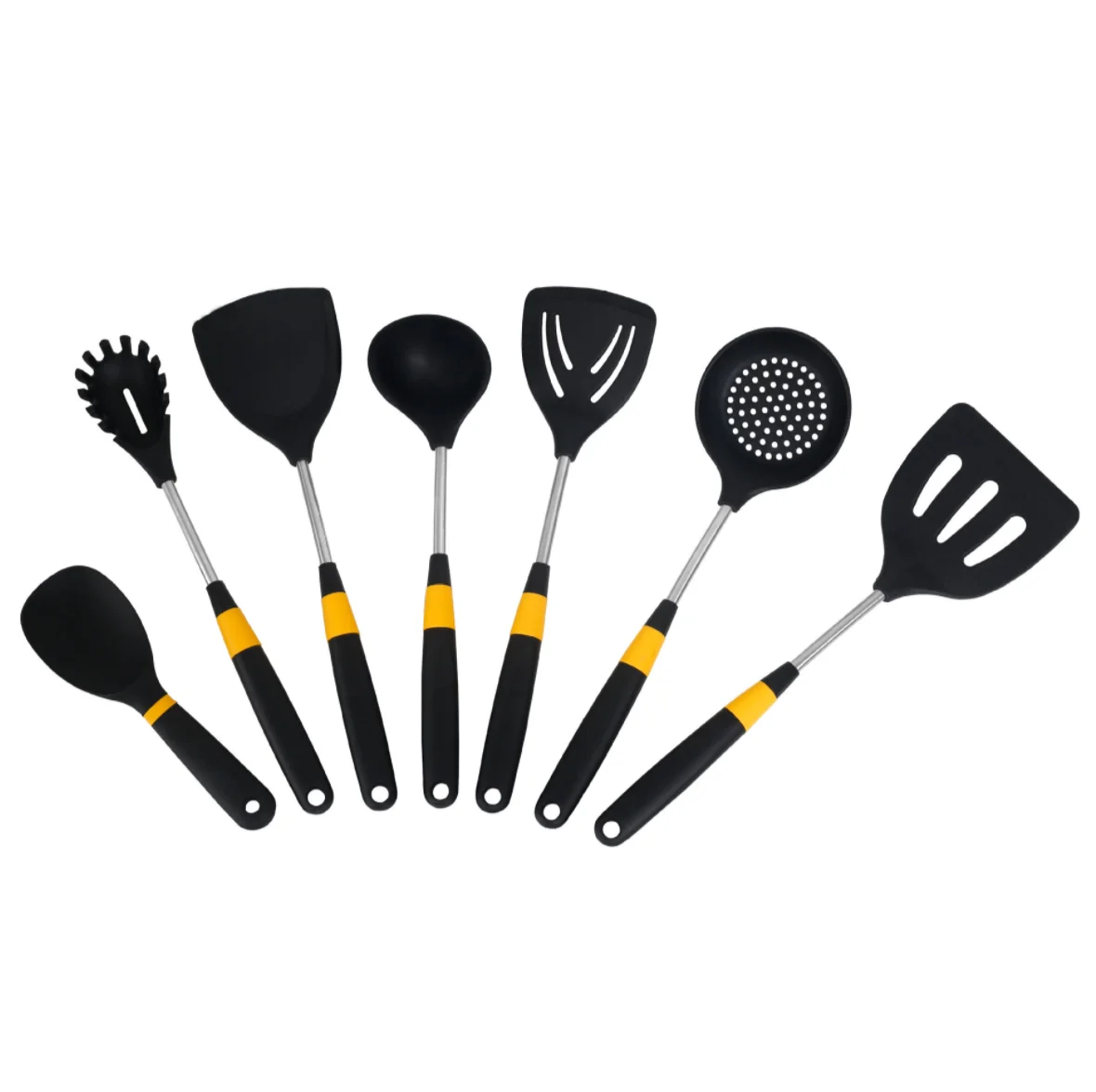 

2021 7 Pieces Fancy Heat Resistant Silicone Kitchen Utensils Set Cooking Tool Set Kitchen accessories set for Cooking
