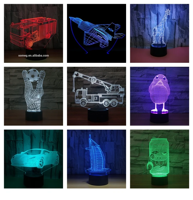 Football Soccer Player 3D Lamp Model Acrylic Panel 7 Colors Change LED Base Night Light New Year Gift Family Decoration Dropship