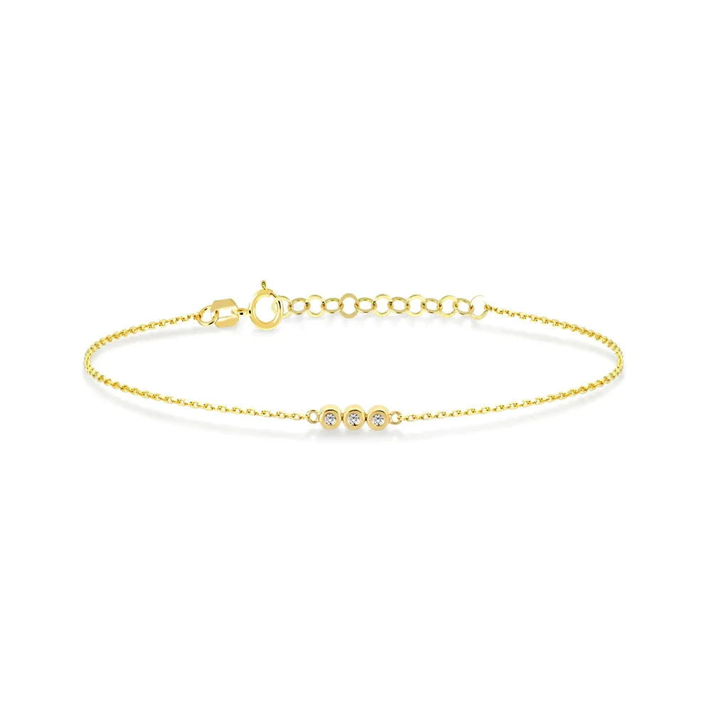 

Simple triple 5A zircon ins s925 sterling silver ladies bracelet 18k gold plated jewelry