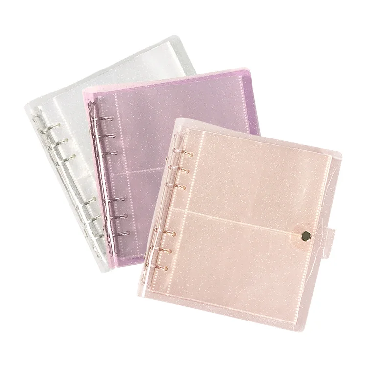 

A5 transparent glitter 4 6 inches photo album scrapbook case storage waterproof photo holder 6 ring binder with photo sleeves