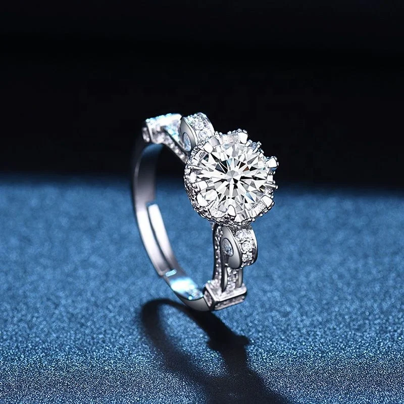 

Amazon Hot Selling Women Jewelry Proposal Ring Cheap Price Imitate Moissanite Diamond 925 Ring, As photo