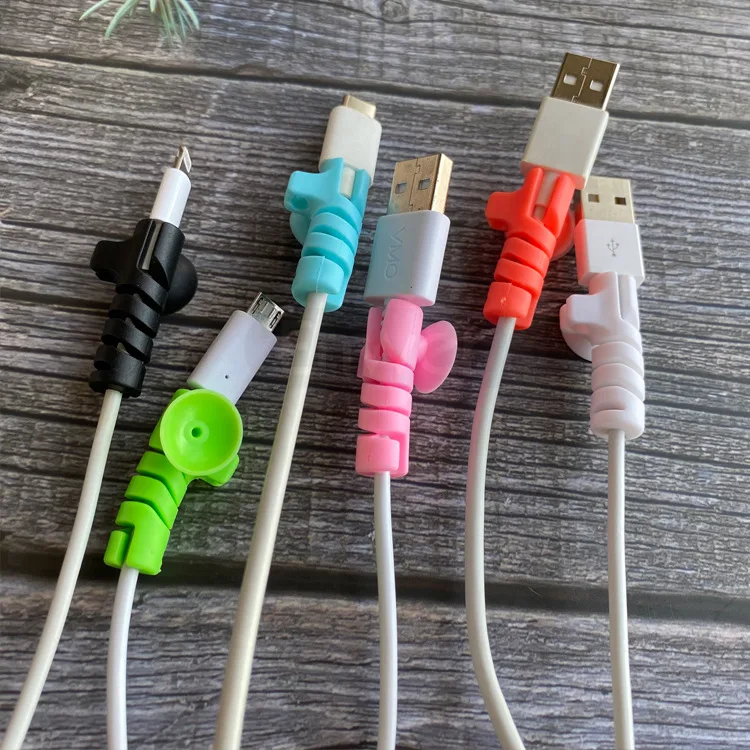 

New Macaron Suction Cup Helical Data Cable Suitable for Original Apple Phone Charging Cable Anti-rupture Protection Cover