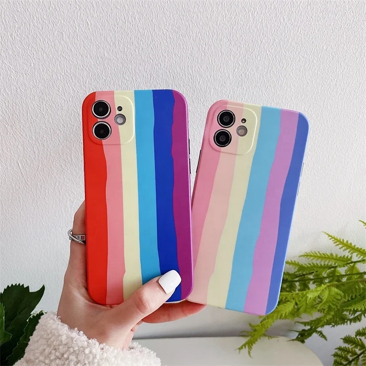 

Phone case manufacturer IMD TPU stylish rainbow phone case For Iphone 12 mini 12 12pro 12 pro max, 2 colors, can be customized