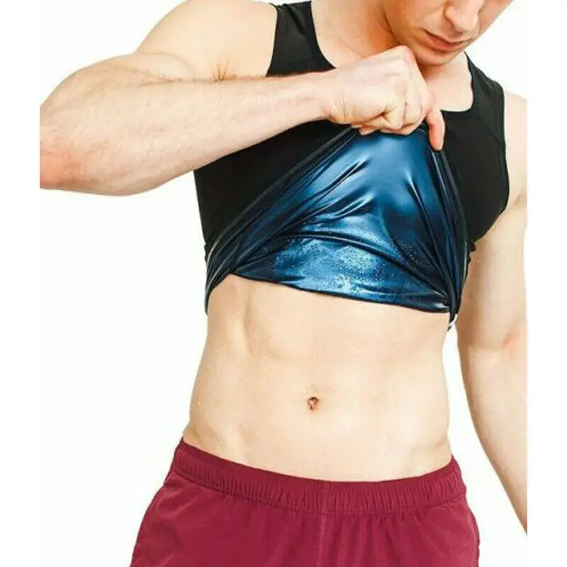 

Men Waist Trainer Neoprene Body Shaper Sauna Suit Sweat Vest Abs Abdomen Slim Shapewear Weight Loss Corset Top Compression Shirt, Black&blue