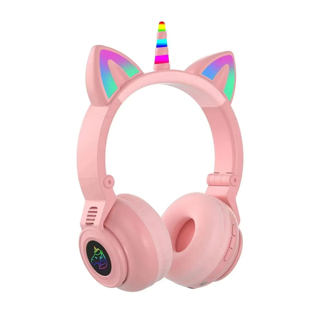 

Kids Headphones Wireless with Colorful LED Lights Unicorn Soft Silicone Foldable Headset for Kids