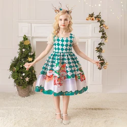 MQATZ Fashion Kids Christmas Cute Cartoon Infant Romper Dress Girls Soft Cotton Green Color Dresses