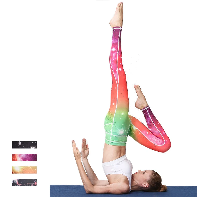 

Women Sporting Workout Elastic Slim Black White Pattern Yoga Leggings