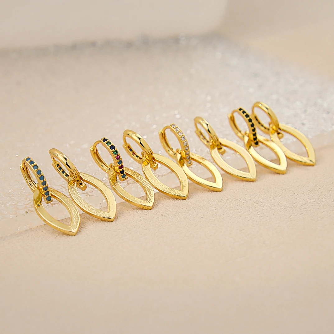 

Fashion Style Geometric Gold Earrings Hoop Gold Plated 18k Jewelry Women Zirconia Jewelry Earrings